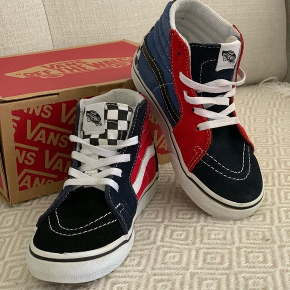Sk8-HI Vans Navy/Red/Checker - Picture 2 of 4